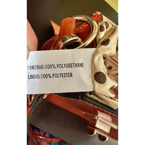 Melie Bianco Red Faux Leather Crossbody Bag Polka Dot Interior Gold Hardware - Picture 2 of 9